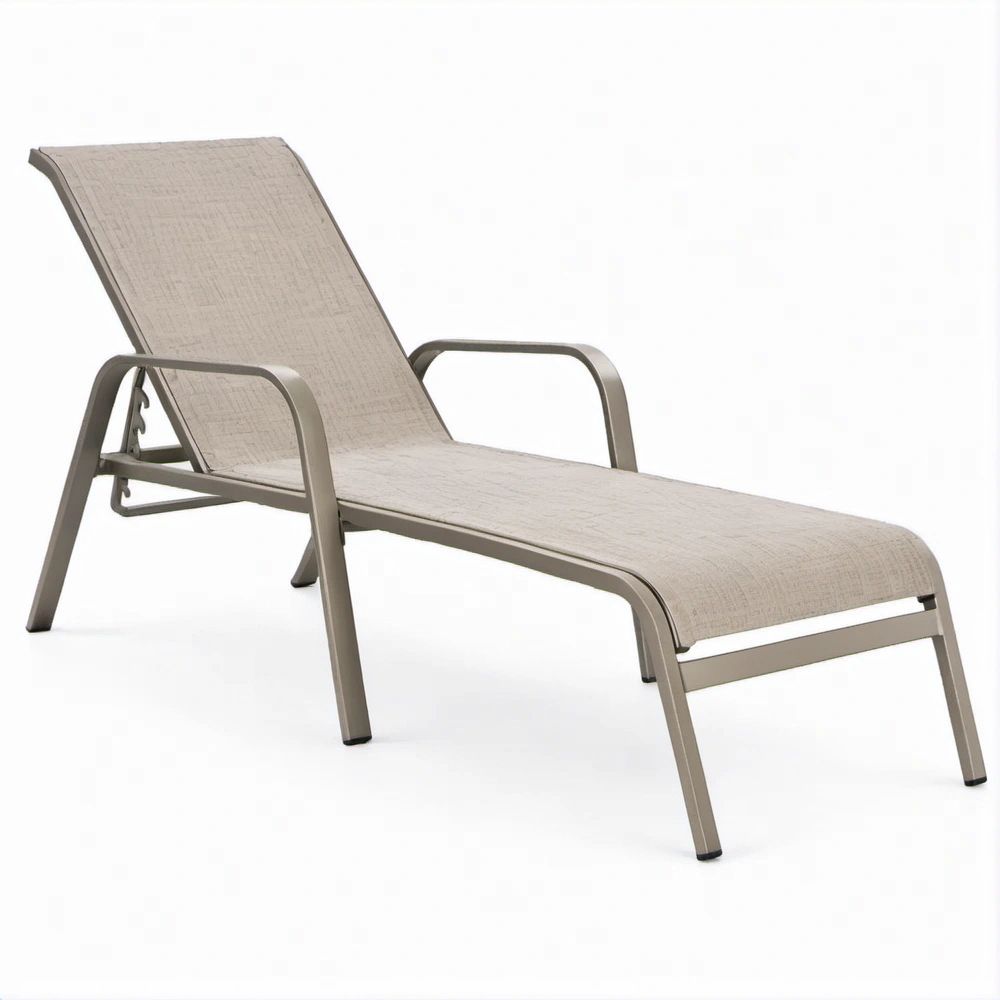 Regulowany leżak ogrodowy z aluminium i tekstyliny Beżowy/Taupe 195 x 65 x 100 cm