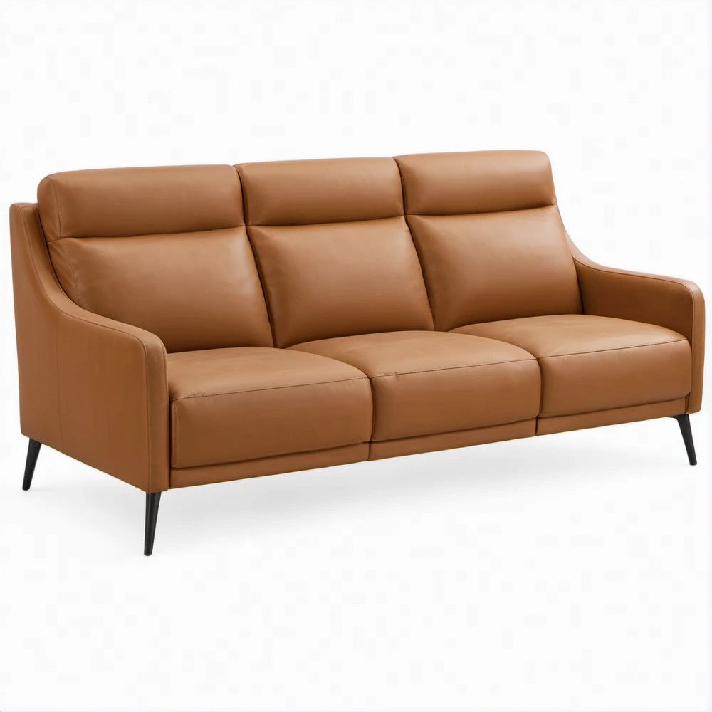 Trzyosobowa sofa z ekoskóry PU, koniakowa, 210 x 90 x 88 cm