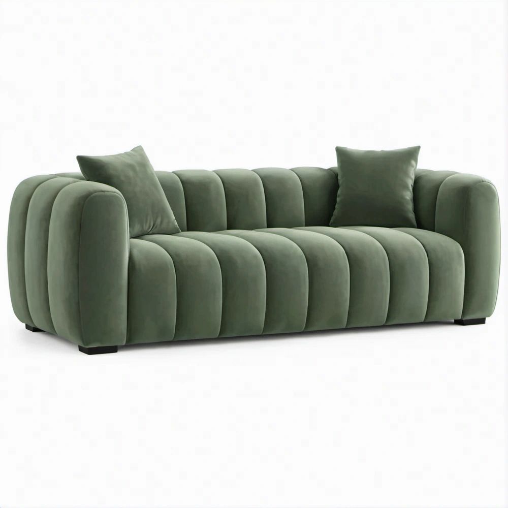 Dwuosobowa sofa z aksamitu poliestrowego, oliwkowozielona, 180 x 85 x 75 cm