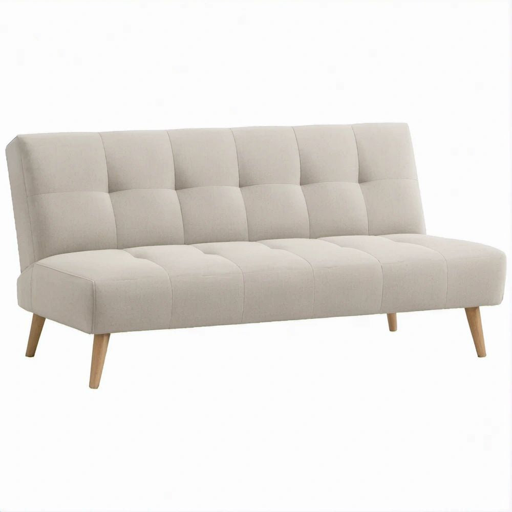 Beżowa sofa 3-osobowa z pikowaniem, 180 x 80 x 85 cm
