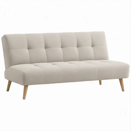 Beżowa sofa 3-osobowa z pikowaniem, 180 x 80 x 85 cm