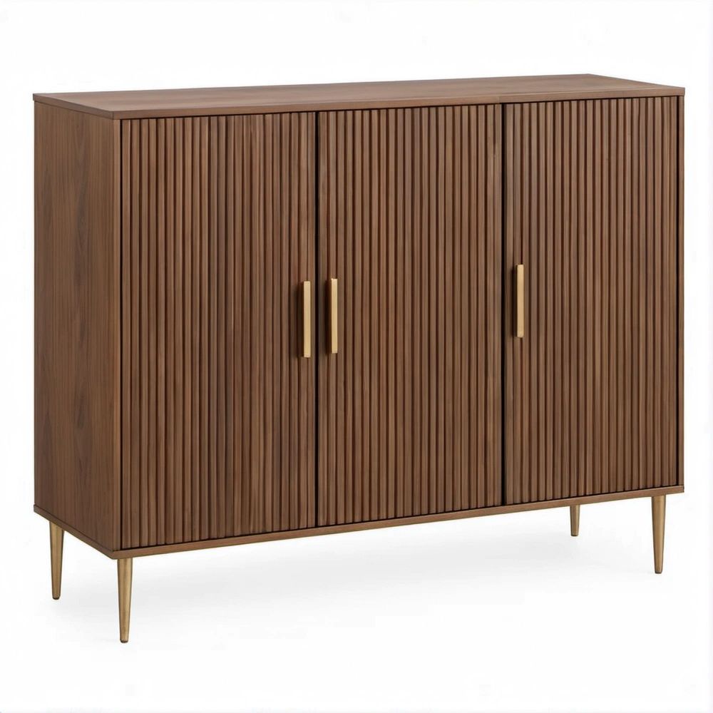 Komoda orzechowa z ryflowanymi frontami MDF 120 x 40 x 120 cm